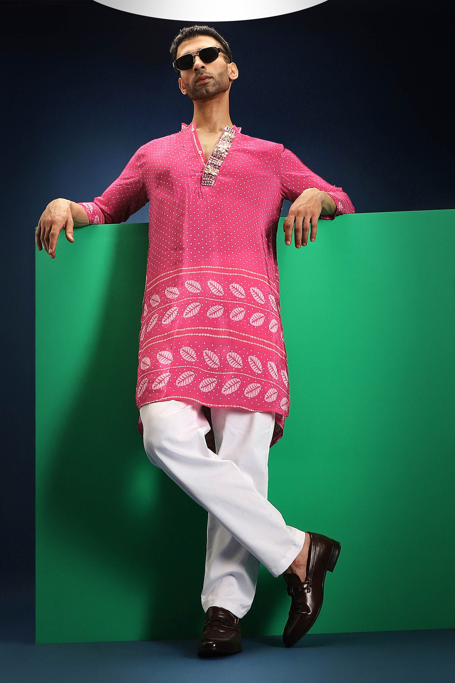 Pink Rai Bandhani Kurta - Pink
