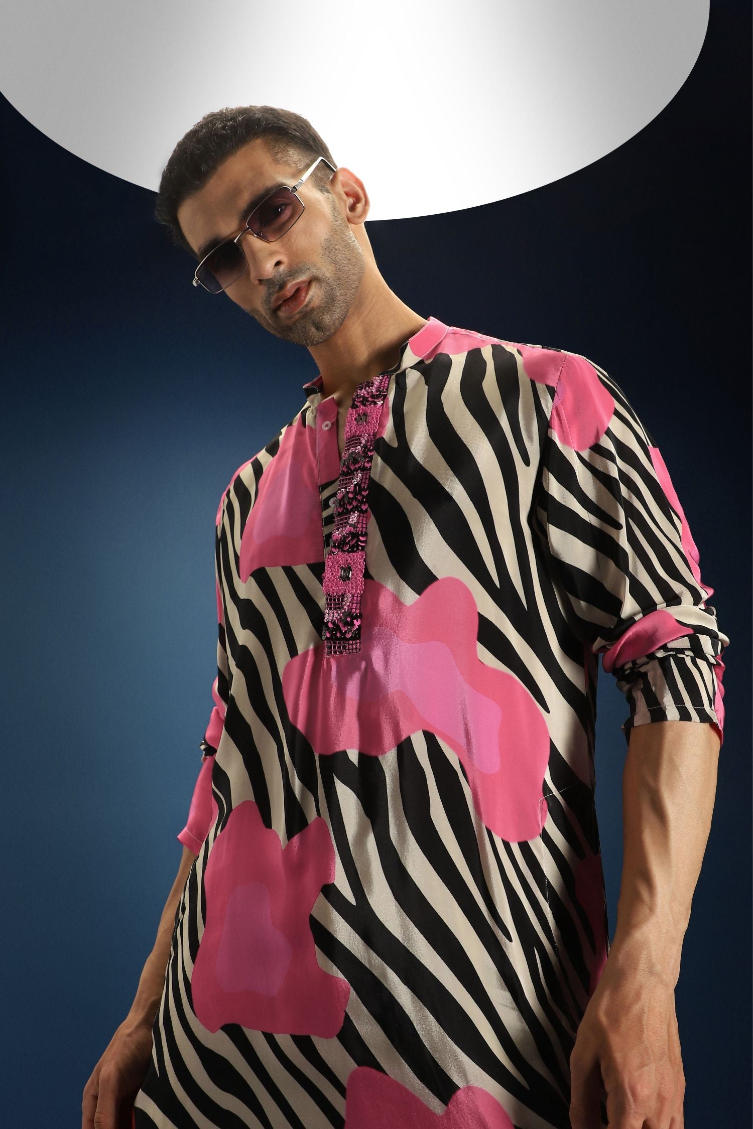 Wild Striped Printed Designer Kurta - Black and White