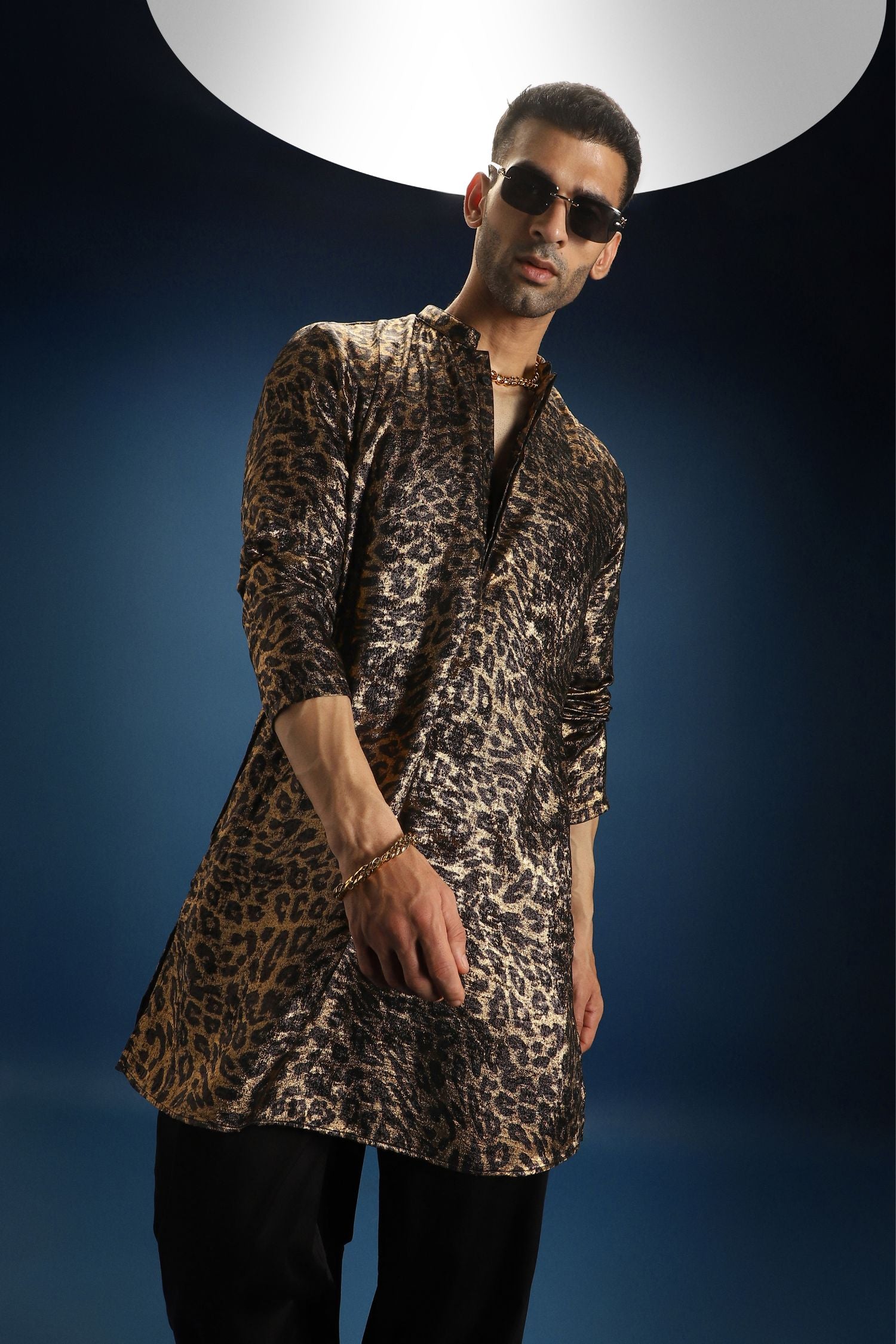 Leopard/Animal Print Designer Kurta - Black