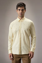 Heart Allover - Hand Embroidered Designer Shirt -  Ivory