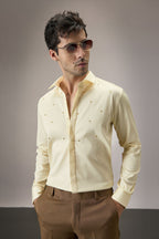 Heart Allover - Hand Embroidered Designer Shirt -  Ivory