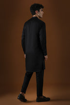 Wild Flowers Hand Embroidered Designer Kurta - Black