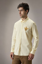 Queen Bee - Hand Embroidered Designer Shirt - IVORY