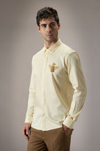 Queen Bee - Hand Embroidered Designer Shirt - IVORY