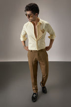 Queen Bee - Hand Embroidered Designer Shirt - IVORY