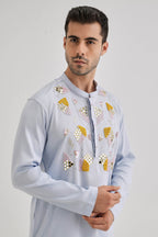Speculum(Mirror) - Hand Embroidered Designer Kurta - Powder Blue