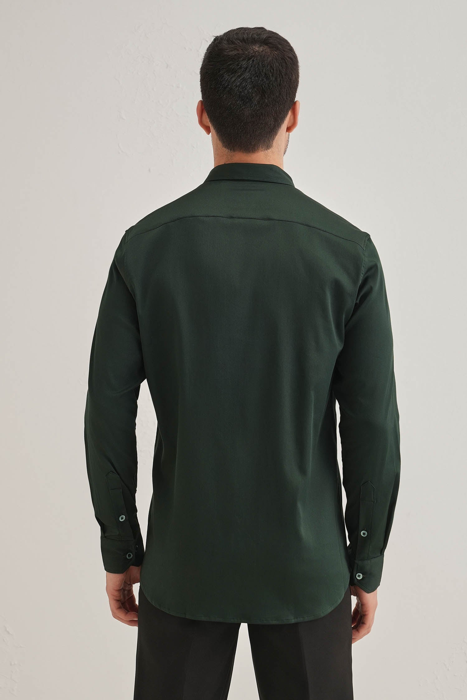 Bobcat - Hand Embroidered Designer Shirt - bottle Green