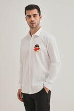 Quackery- Hand Embroidered Designer Shirt - White
