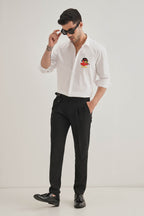 Quackery- Hand Embroidered Designer Shirt - White