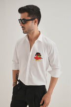 Quackery- Hand Embroidered Designer Shirt - White