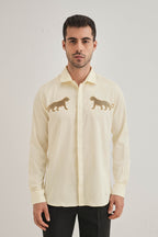 Bobcat - Hand Embroidered Designer Shirt - Ivory