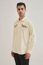 Bobcat - Hand Embroidered Designer Shirt - Ivory