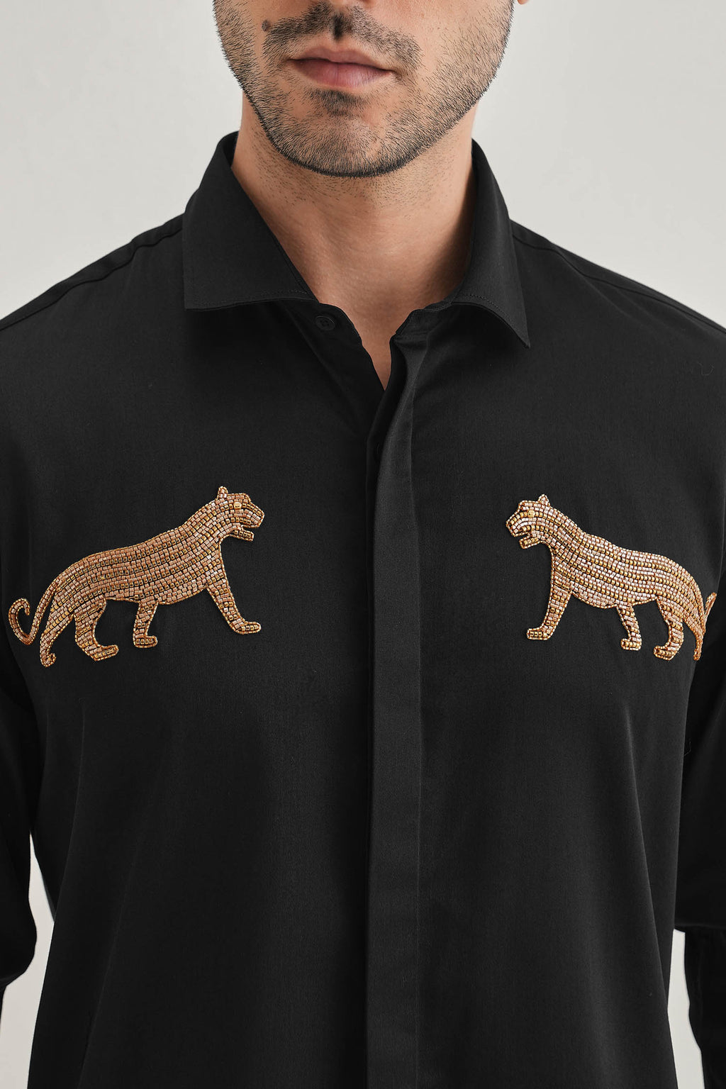 Bobcat - Hand Embroidered Designer Shirt - Black