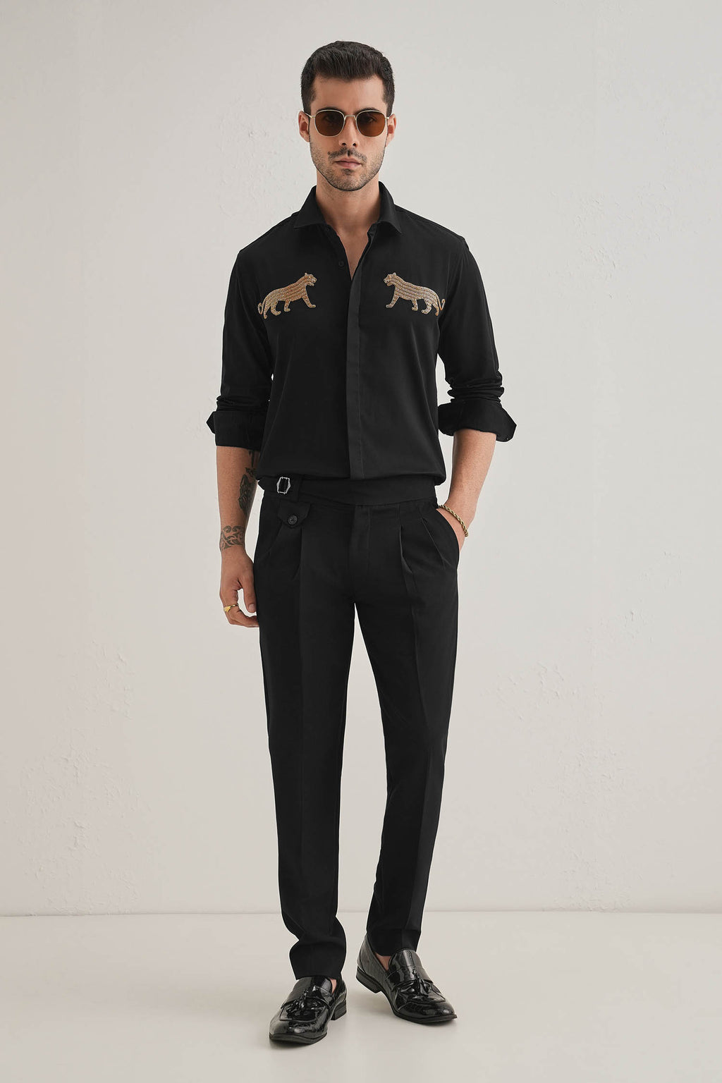 Bobcat - Hand Embroidered Designer Shirt - Black