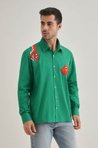 Octopod(Octopus) - Hand Embroidered Designer Shirt - Green
