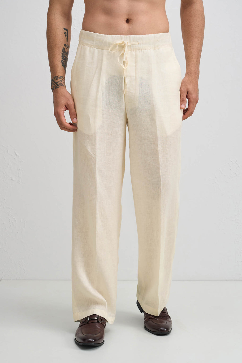 Linen Straight Fit Trouser - Ivory
