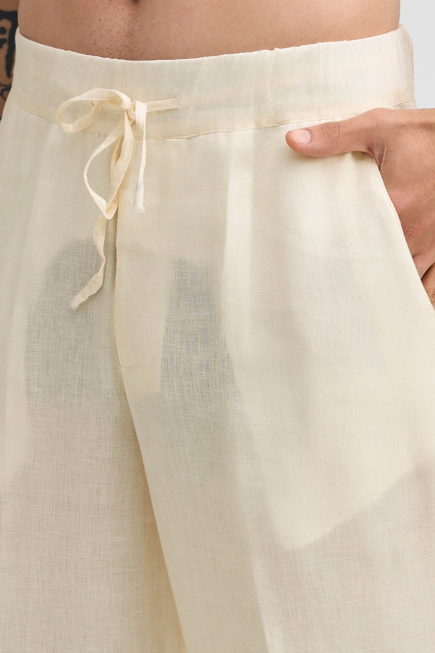 Linen Straight Fit Trouser - Ivory