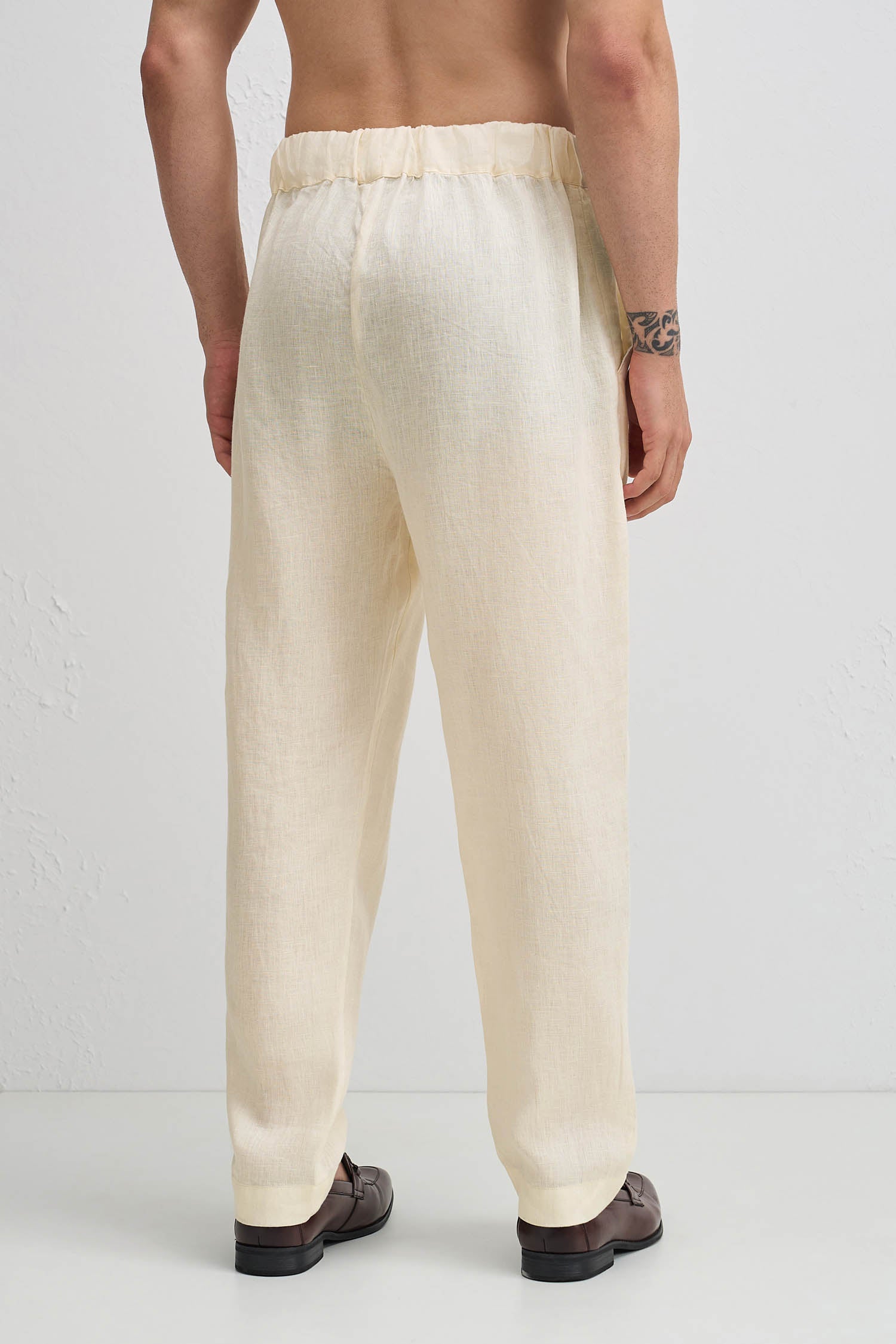 Linen Regular Fit Trouser - Ivory