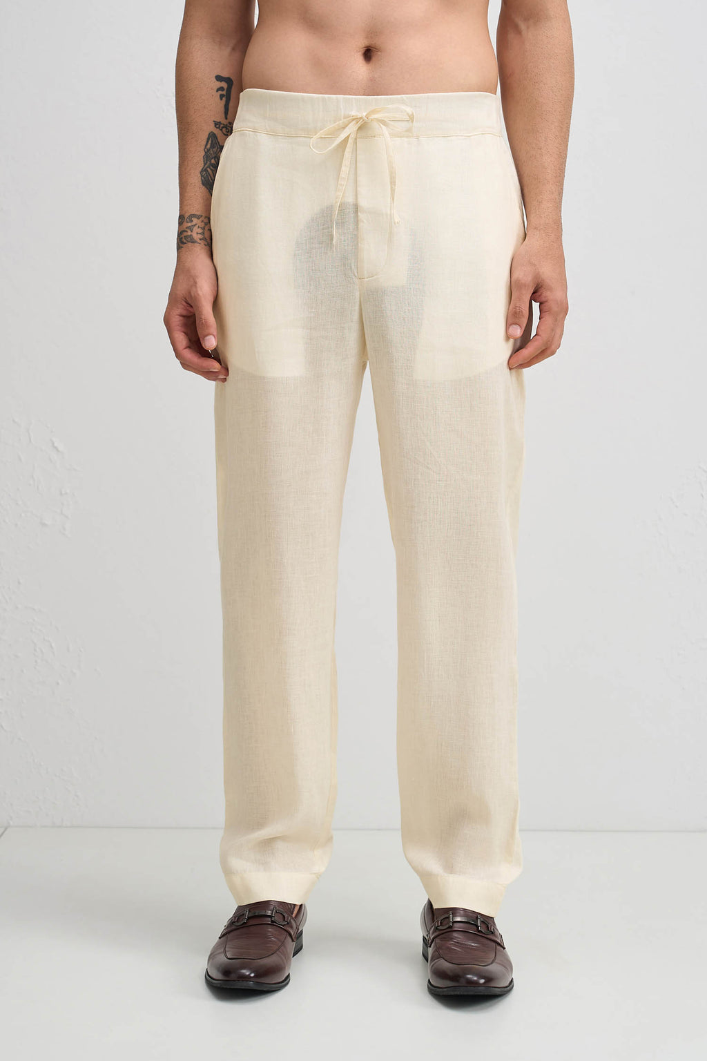 Linen Regular Fit Trouser - Ivory