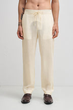 Linen Regular Fit Trouser - Ivory