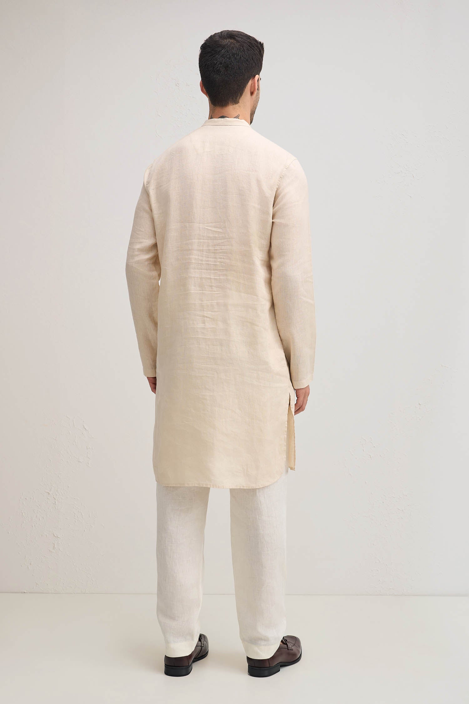 Outline Irish Linen Kurta - Beige
