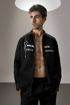 Fast Money - Hand Embroidered Designer Shirt - Black