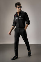 Fast Money - Hand Embroidered Designer Shirt - Black