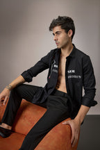 Fast Money - Hand Embroidered Designer Shirt - Black