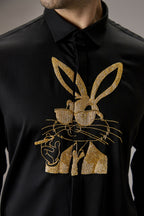 Bugs Bunny - Hand Embroidered Designer Shirt - Black