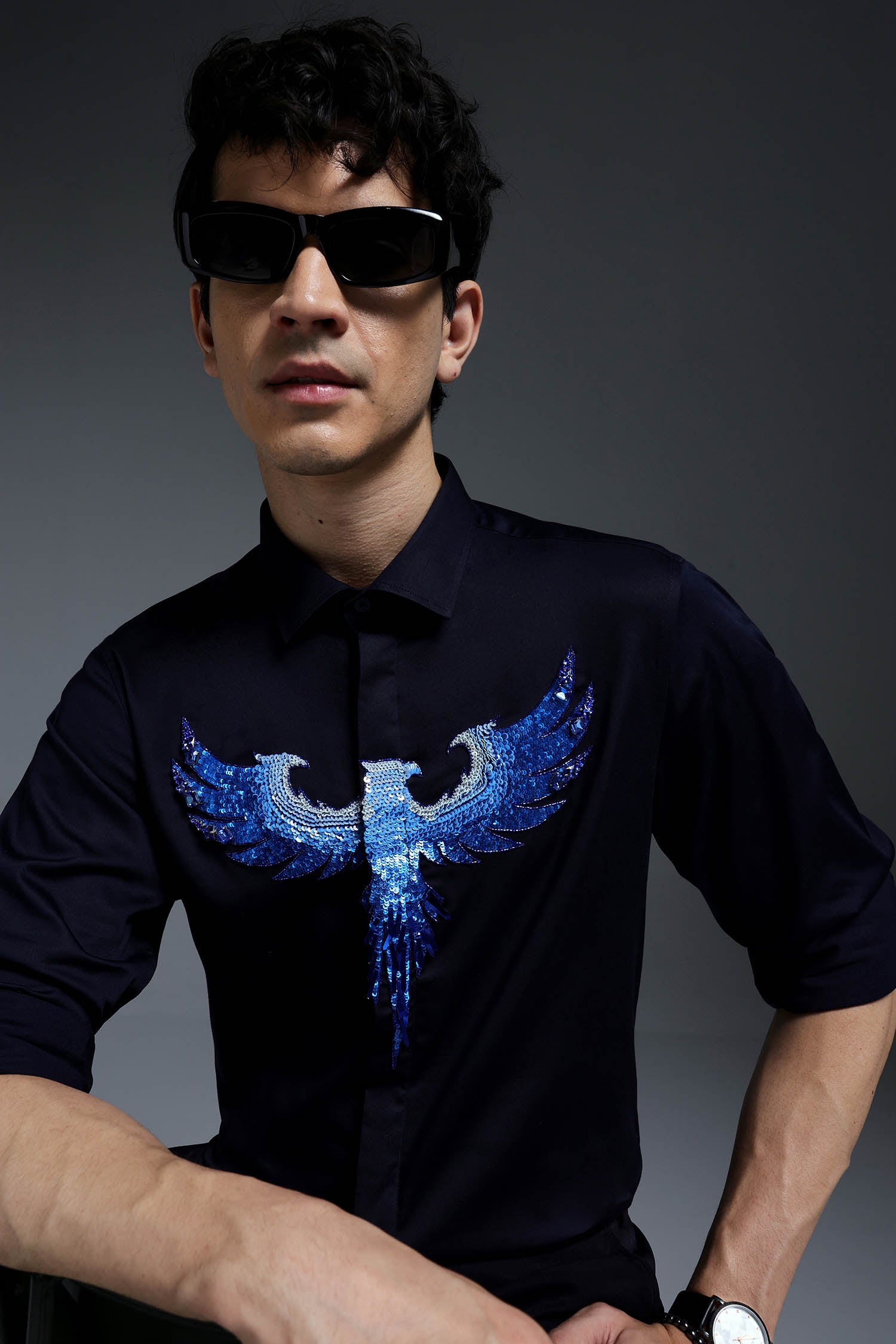 Solara(Pheonix) - Hand Embroidered Designer Shirt