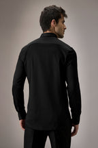 Flora and Fauna (Tiger)- Hand Embroidered Designer Shirt - Black