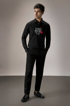 Flora and Fauna (Tiger)- Hand Embroidered Designer Shirt - Black