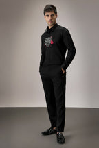 Flora and Fauna (Tiger)- Hand Embroidered Designer Shirt - Black