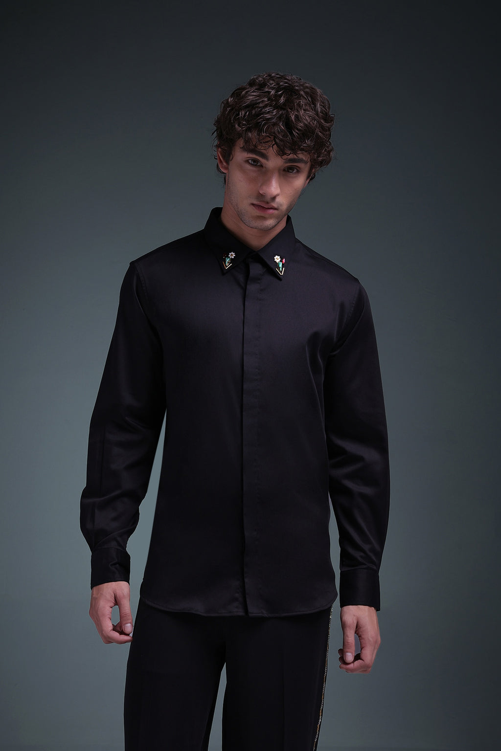 Zeya (Rhinestone) - Hand Embroidered Designer Shirt