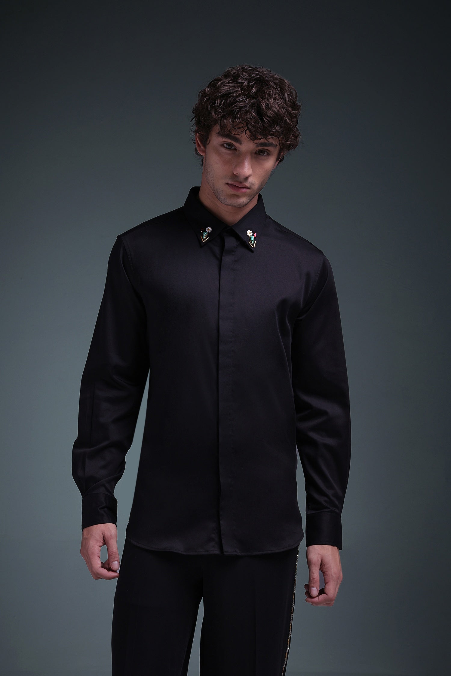 Zeya (Rhinestone) - Hand Embroidered Designer Shirt