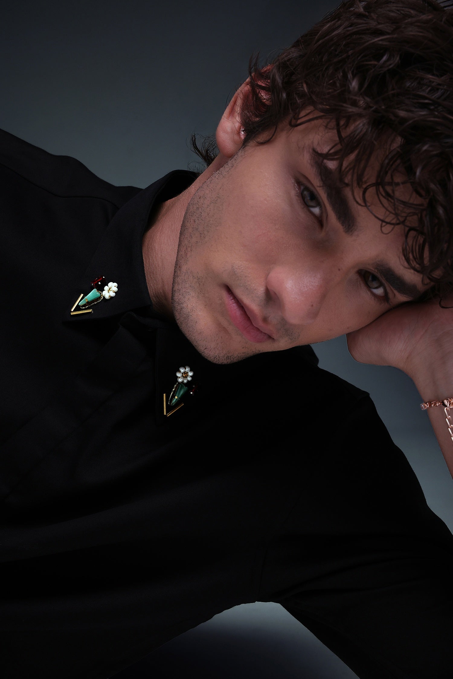 Zeya (Rhinestone) - Hand Embroidered Designer Shirt