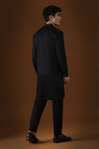Calves Hand Embroidered Designer Kurta - Black