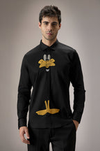 Daffy Duck - Hand Embroidered Designer Shirt - Black