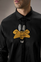 Daffy Duck - Hand Embroidered Designer Shirt - Black