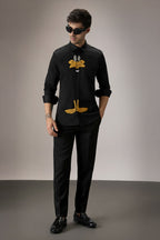 Daffy Duck - Hand Embroidered Designer Shirt - Black