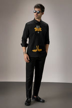Daffy Duck - Hand Embroidered Designer Shirt - Black