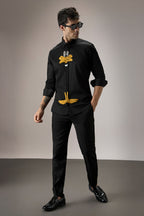 Daffy Duck - Hand Embroidered Designer Shirt - Black