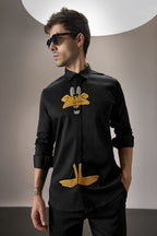Daffy Duck - Hand Embroidered Designer Shirt - Black