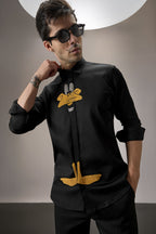 Daffy Duck - Hand Embroidered Designer Shirt - Black