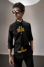 Daffy Duck - Hand Embroidered Designer Shirt - Black