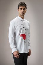 Snoopy - Hand Embroidered Designer Shirt - White