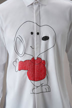 Snoopy - Hand Embroidered Designer Shirt - White