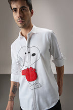 Snoopy - Hand Embroidered Designer Shirt - White