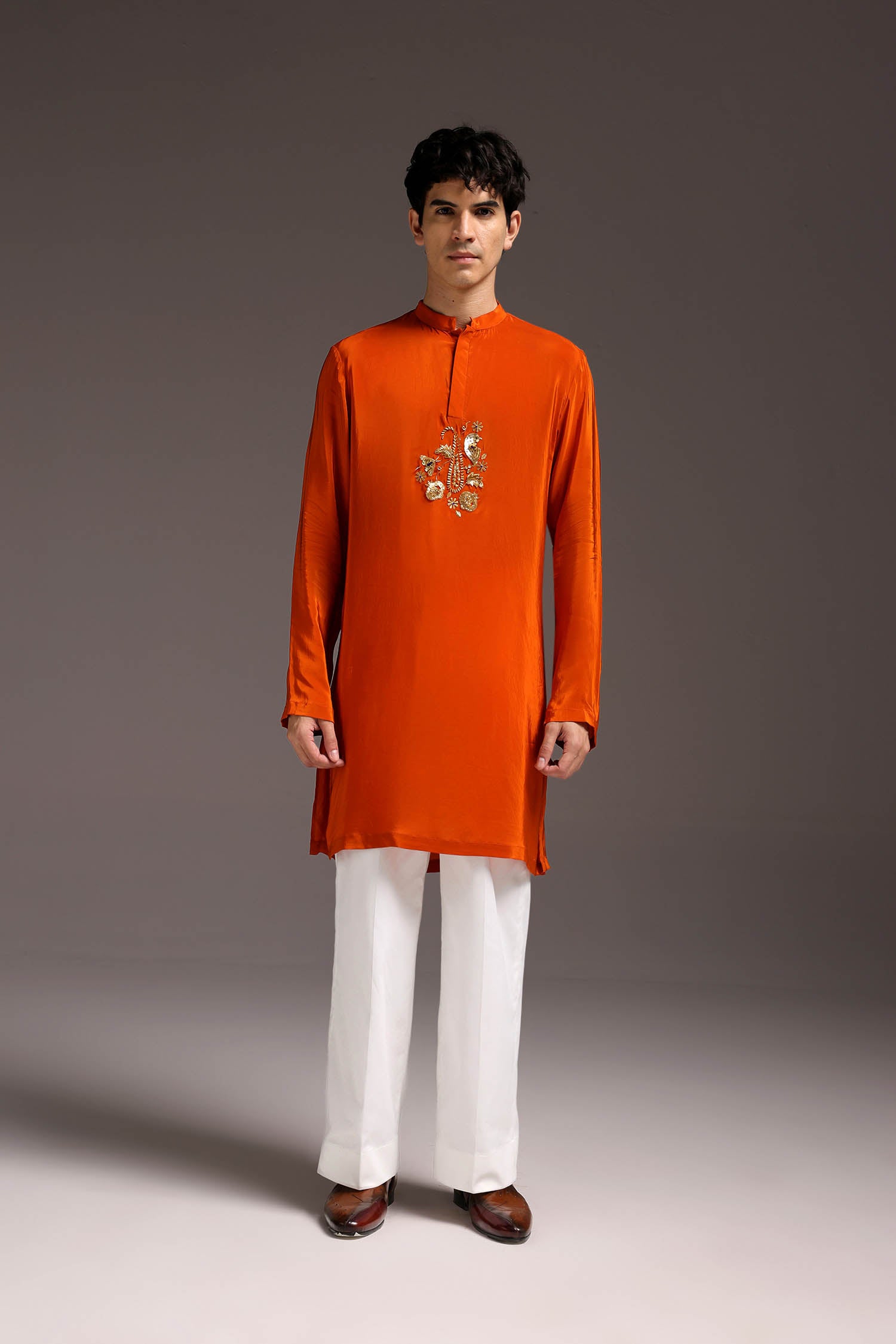 Paisfeather(Paisely) - Hand Embroidered Designer Kurta