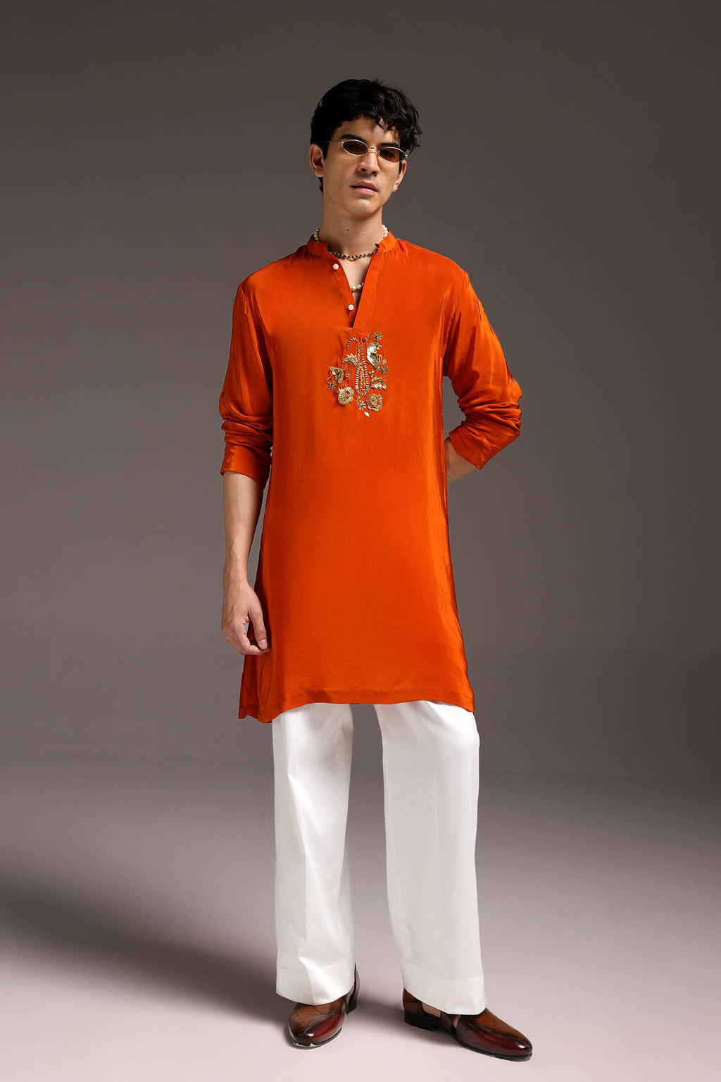 Paisfeather(Paisely) - Hand Embroidered Designer Kurta